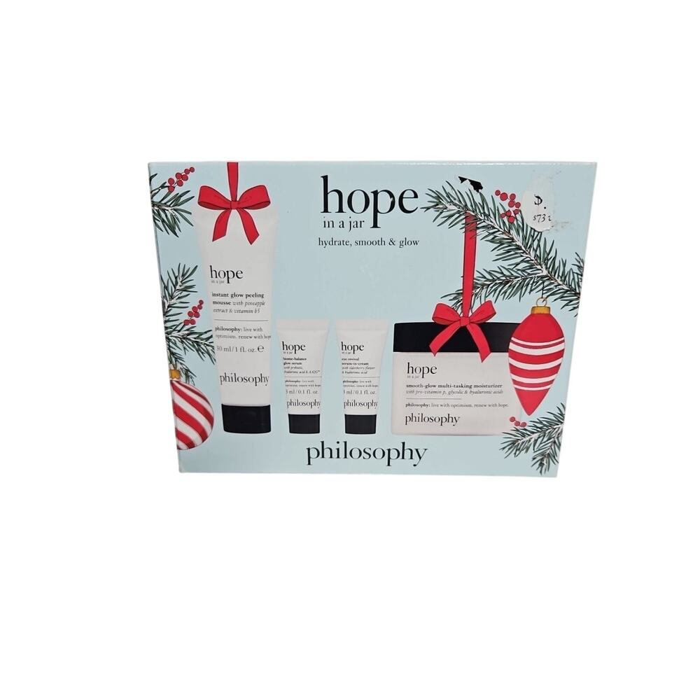 PHILOSOPHY: HOPE IN A JAR 4 PC SET TREATMENT/SERUM/MOISTURIZER New